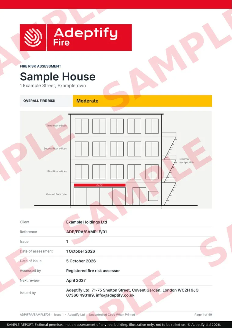 Sample report, cover page